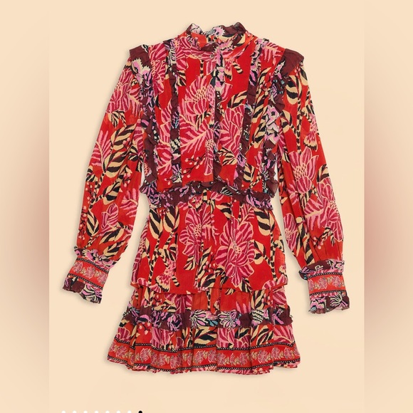 Farm Rio Mixed Floral Ruffle Mini Dress - Picture 11 of 12